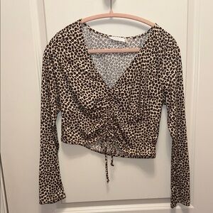 Lush Animal Print Ruched Crop Top